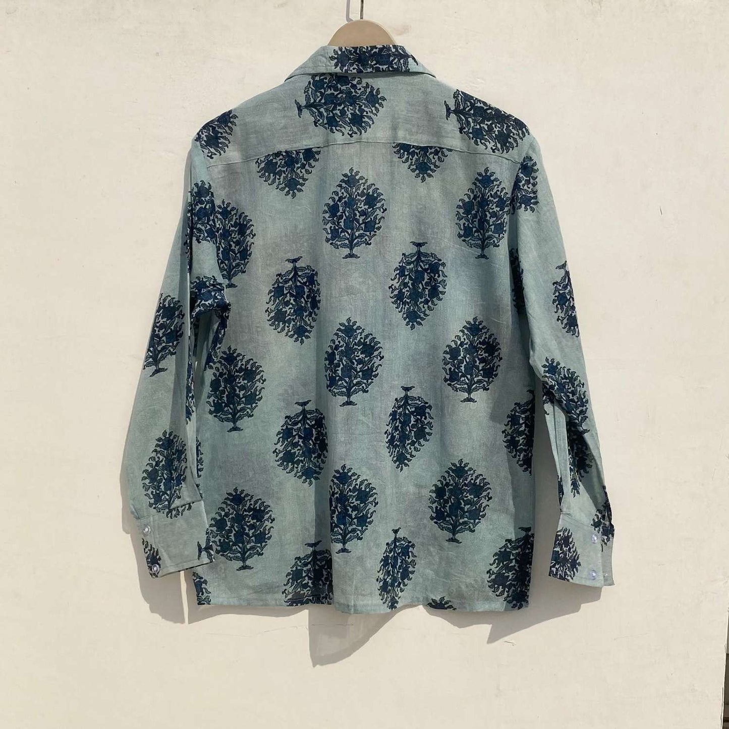 Light Blue Mughal Shirt and Indigo Bra Combo - kj10013