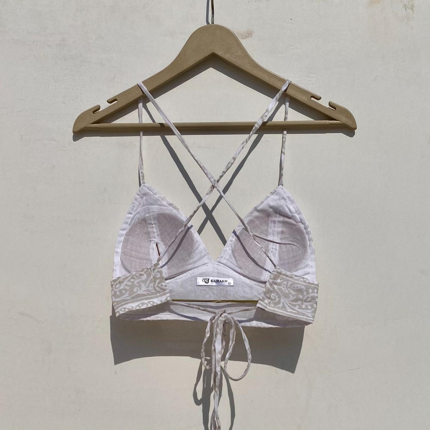 Black Crush Shirt & White Cream Jaal Mul Bra Combo - KJ0936