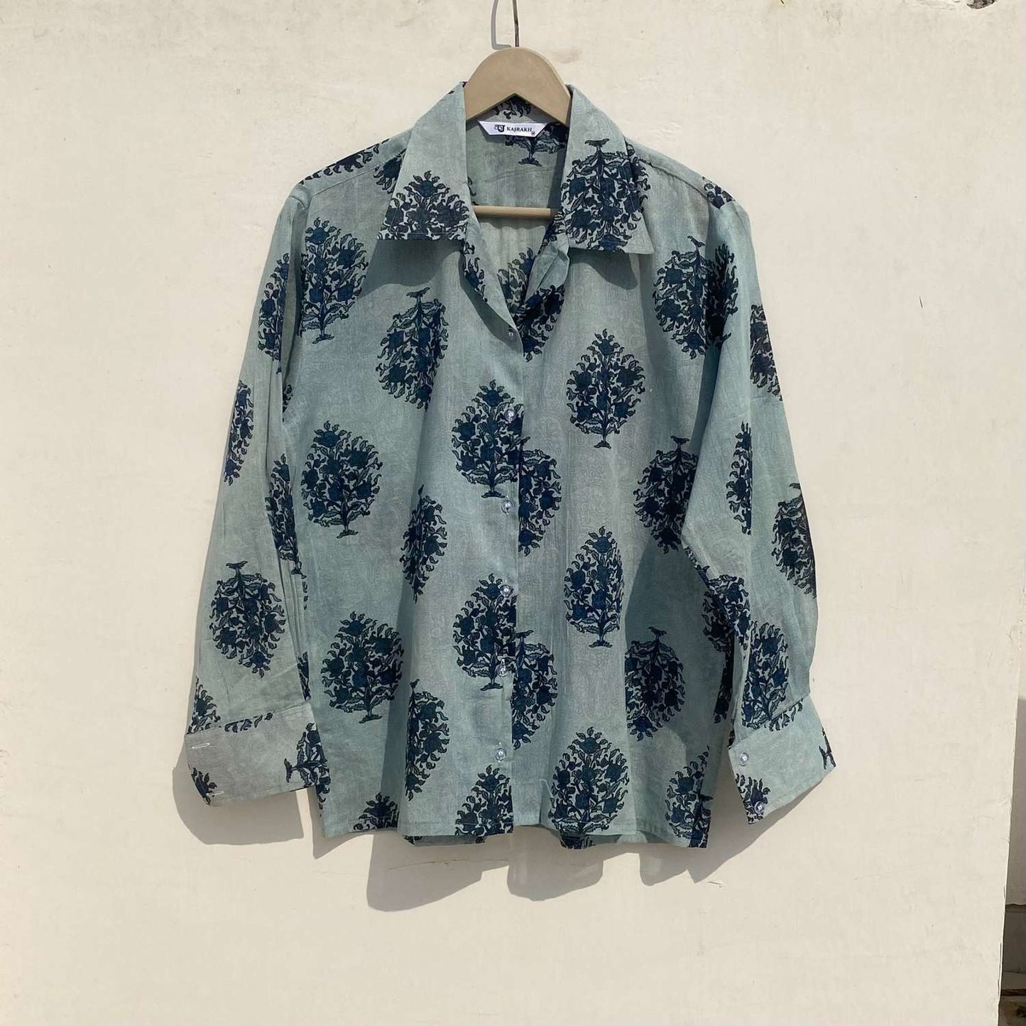 Light Blue Mughal Shirt and Indigo Bra Combo - kj10013