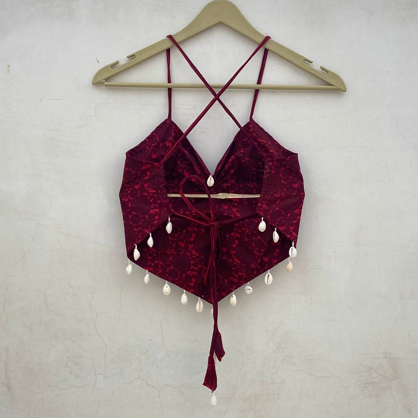 Navratri Red Batik Removable Pads Top - KJ10108