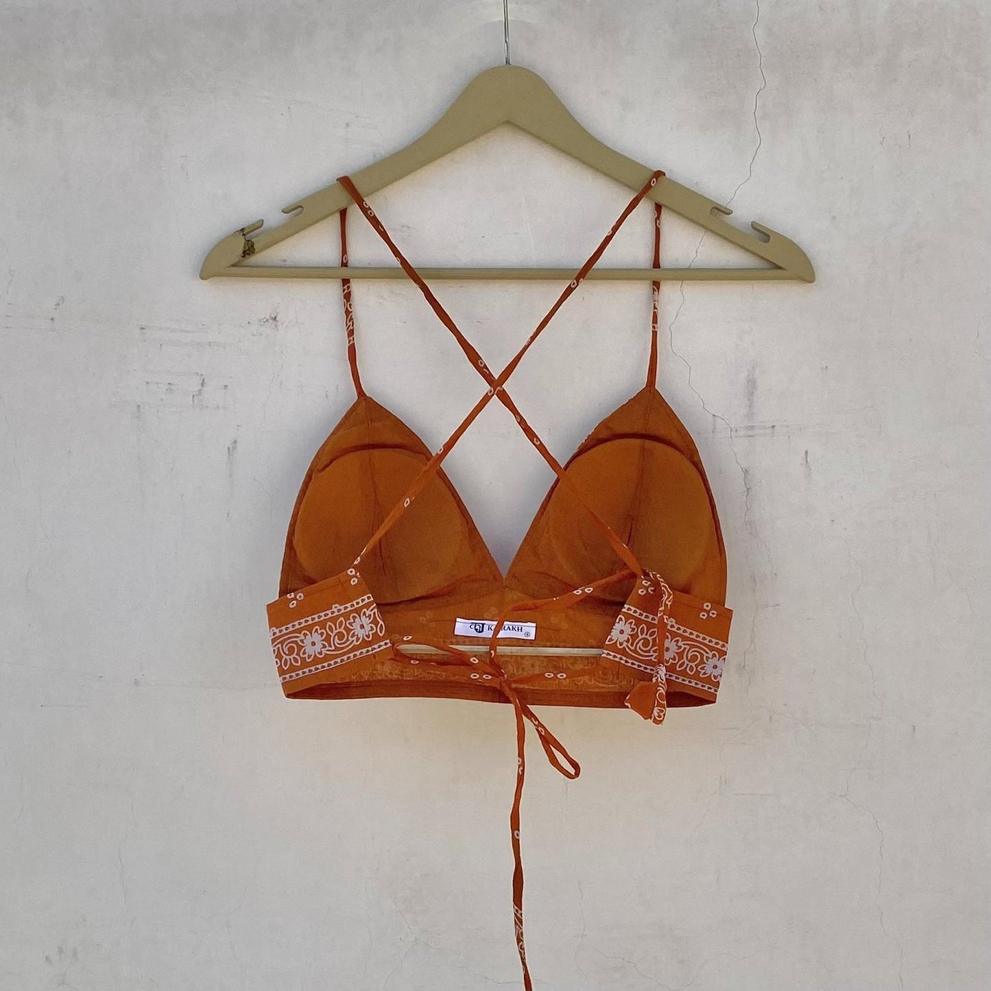 Orange Bandhej Removable Pads Bra - KJ10233