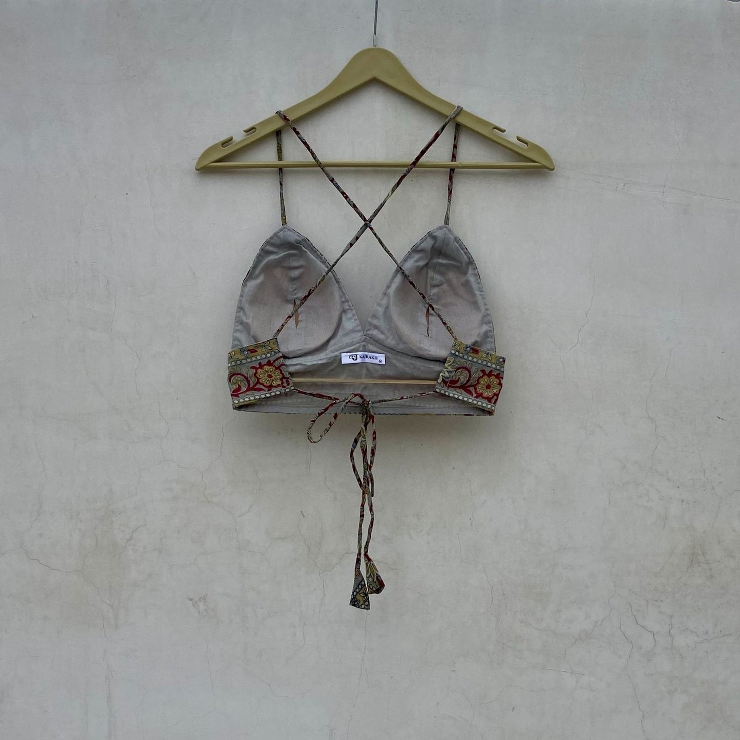 Mitti Grey Traditional Paisley Removable Pads Bra - KJ10081