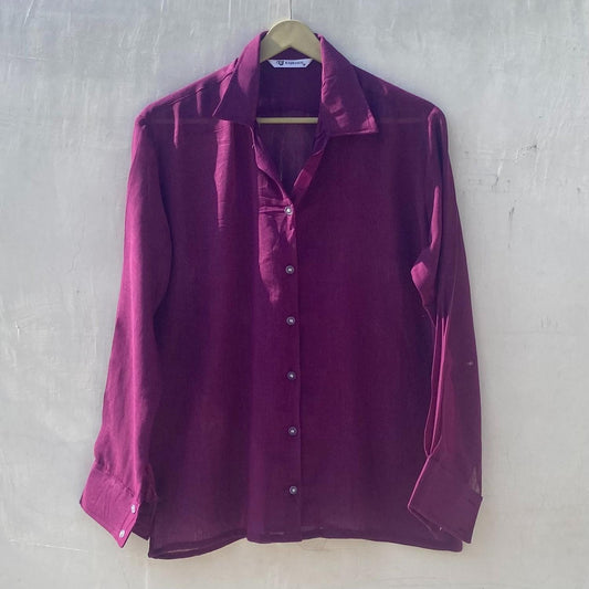 Wine Mul Full Sleeves Women Shirt - KJ10198