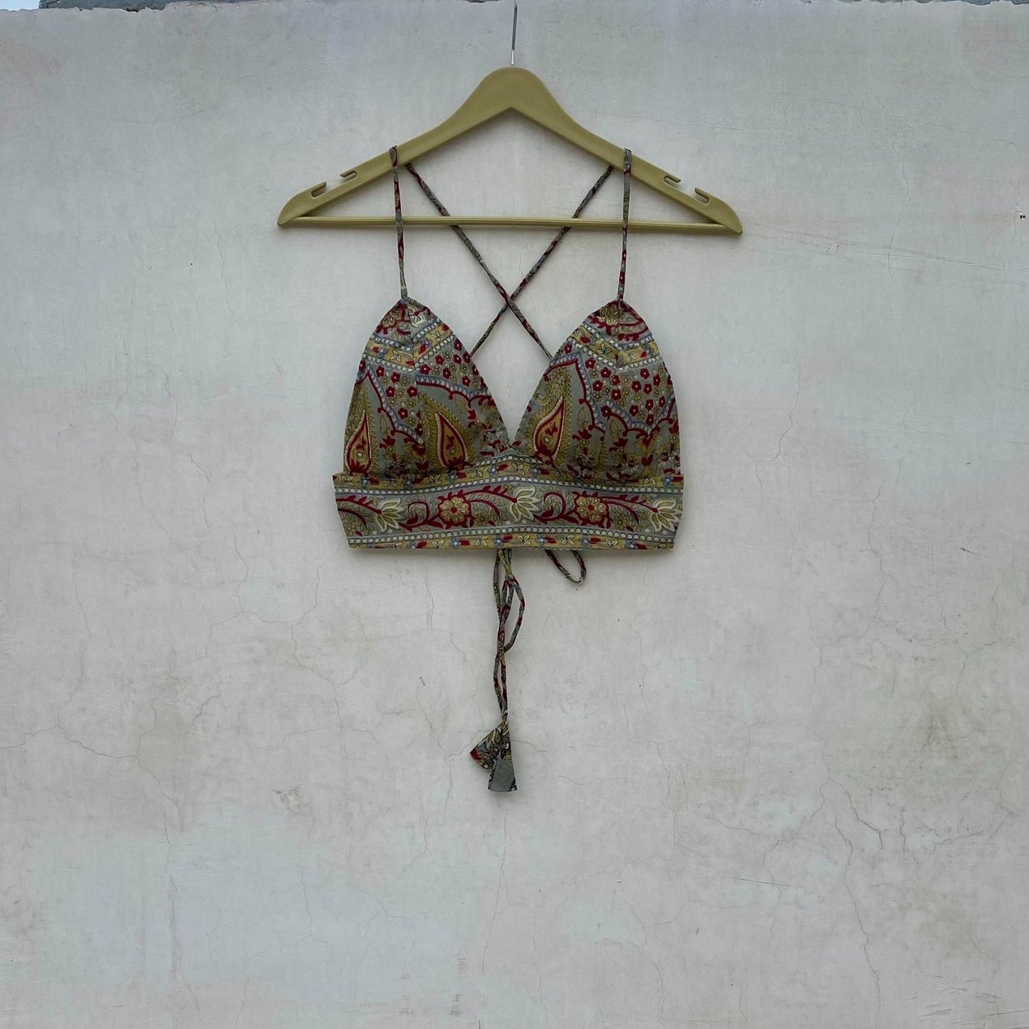 Mitti Grey Traditional Paisley Removable Pads Bra - KJ10081