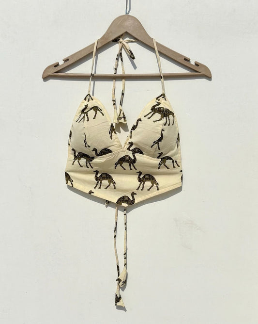 Olive Green Camel Removable Pads Bra - KJ0897