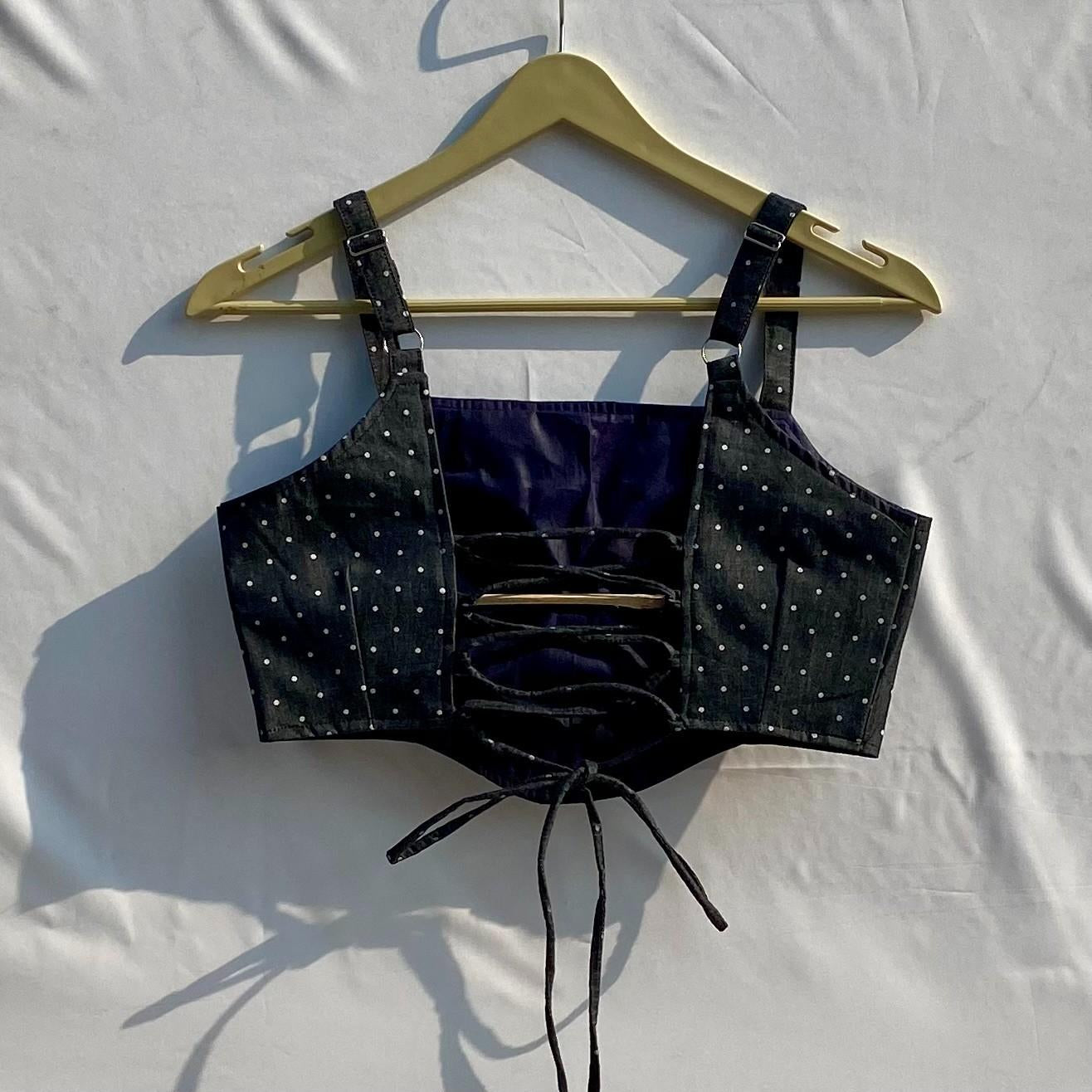 Denim Polka Corset Top - KJ10313