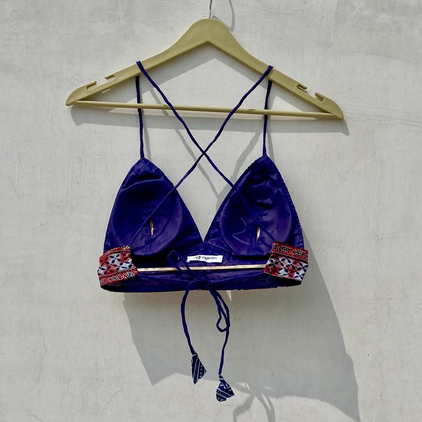 Indigo Ajrakh Shirt and Bra Combo - KJ10073