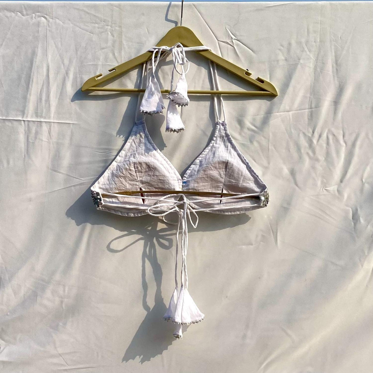 Silver Sequin Hand Embroidery Bralette - KJ10290