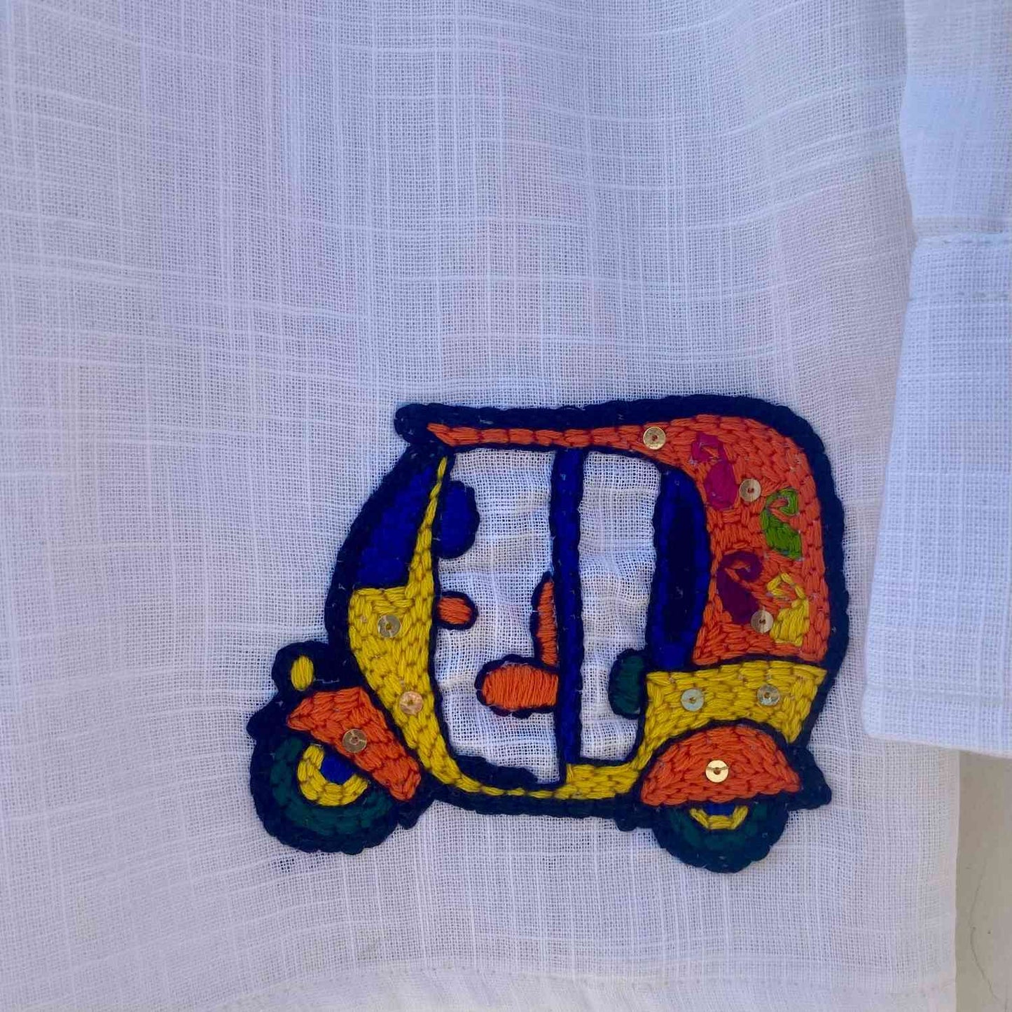 Khama Ghani Hand Embroidery Slub Women Shirt - KJ10196