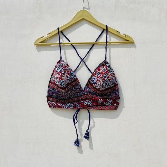 Indigo Ajrakh Removable Pads Bra - KJ10071