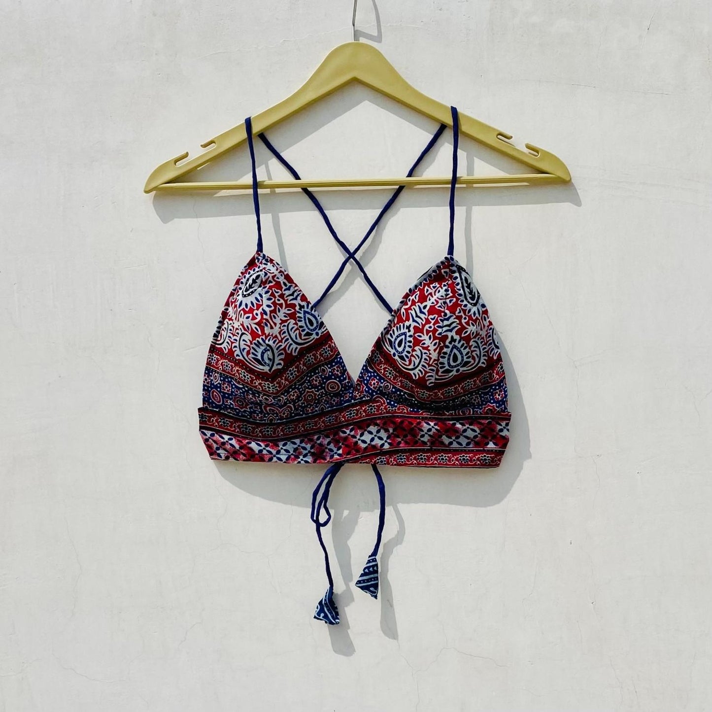 Indigo Ajrakh Shirt and Bra Combo - KJ10073