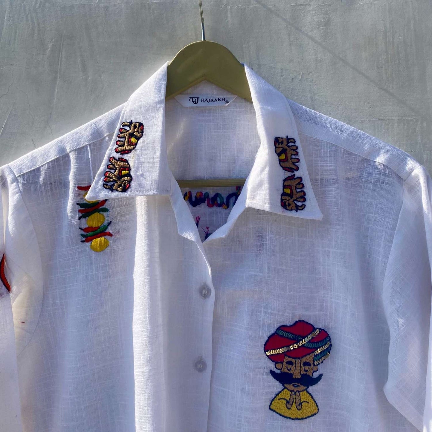 Khama Ghani Hand Embroidery Slub Women Shirt - KJ10196