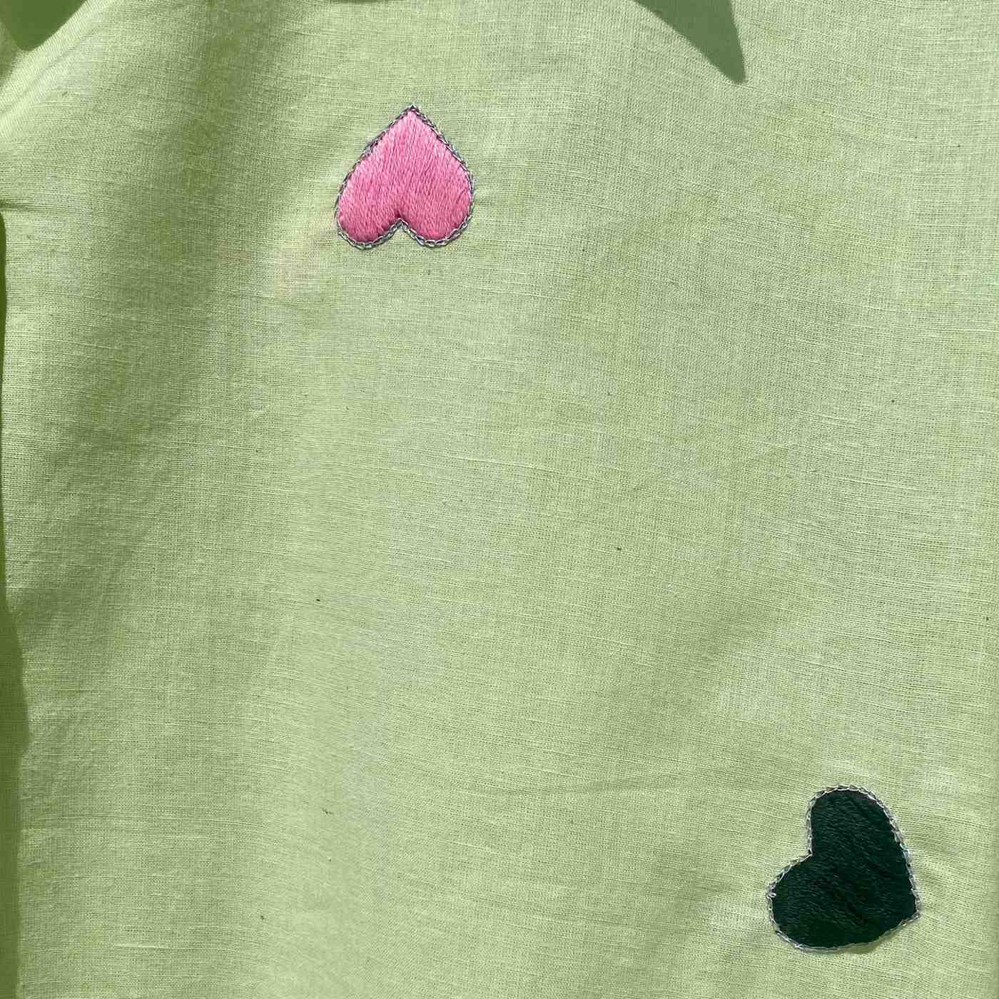 Neon Green Dil Embroidery Slub Women Shirt - KJ0915