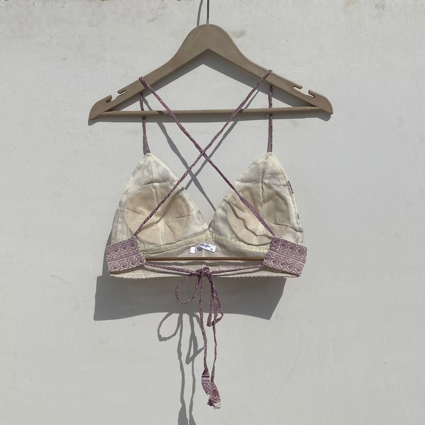 White Pink Leaf Removable Pads Bra - KJ10018