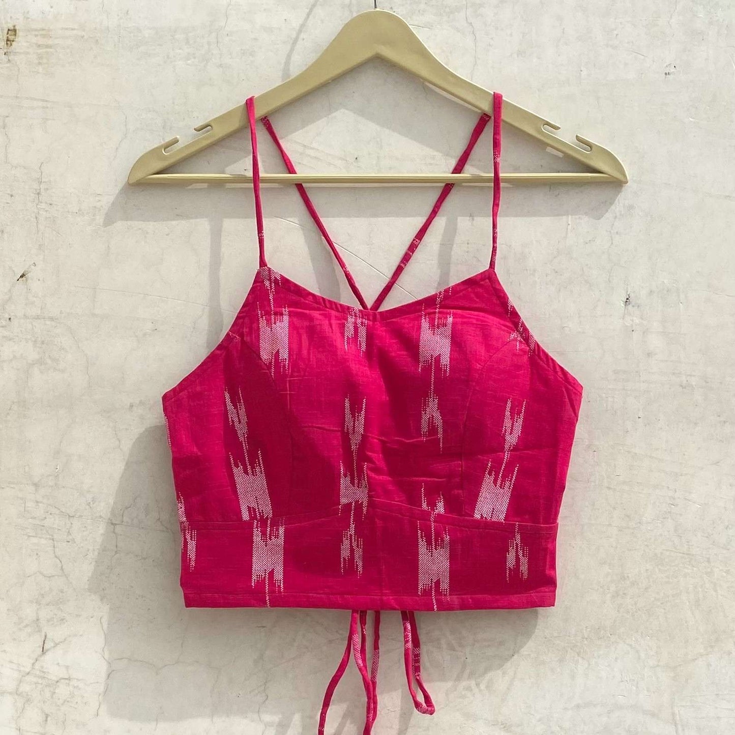 Pink Ikat Criss Cross Removable Pads Top - KJ10181