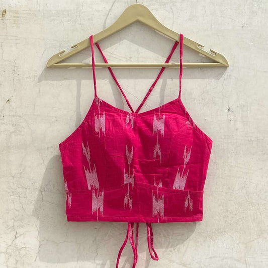 Pink Ikat Criss Cross Removable Pads Top - KJ10181