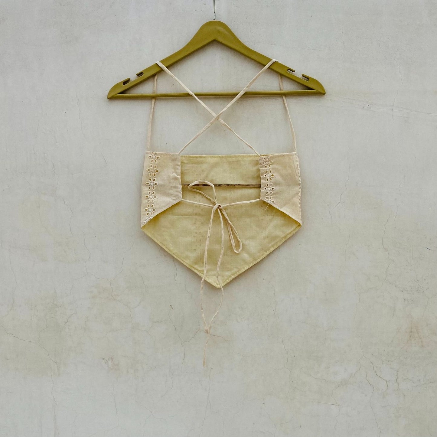 White Chikan Straight Triangle Top - KJ10084