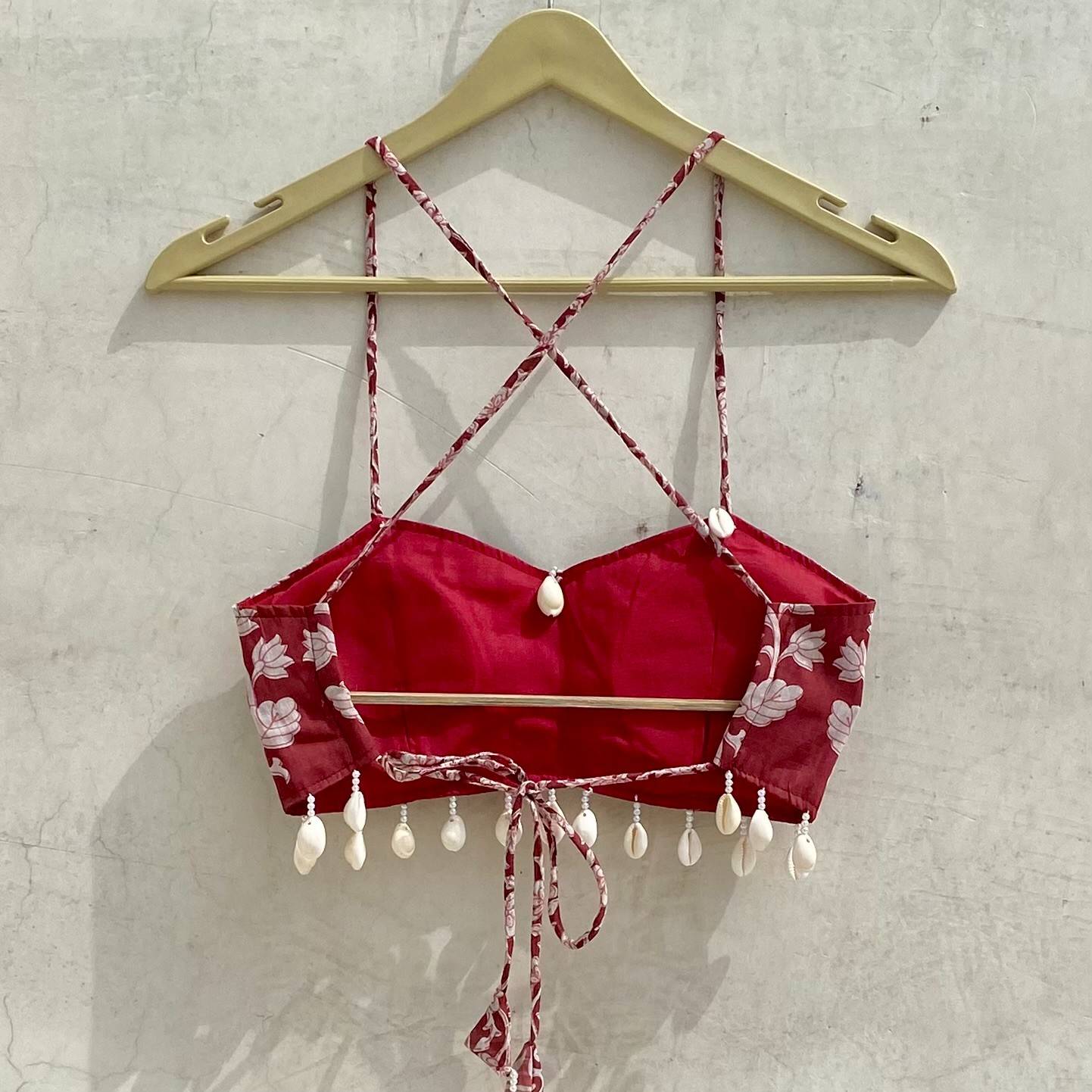 Navratri Wine Floral Bralette Removable Pads - KJ10184