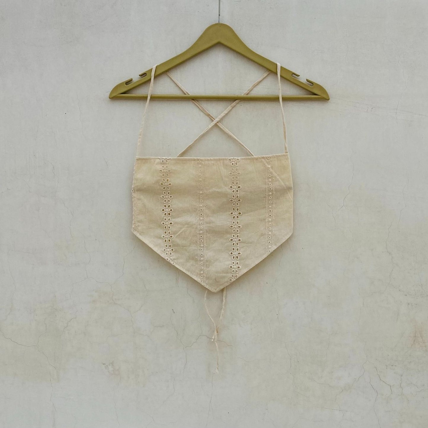 White Chikan Straight Triangle Top - KJ10084