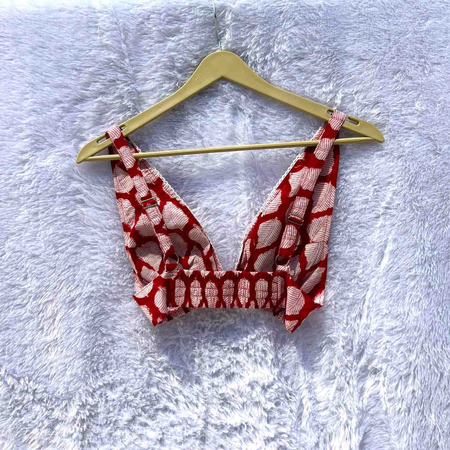 Red Handblock Removable Pads Bra - Kj10381 ( lil flea )
