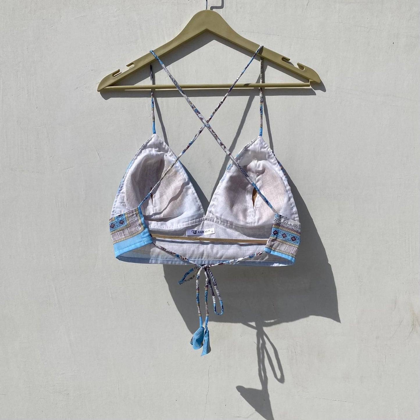 White Blue Floral Shirt and Bra Combo - KJ10046