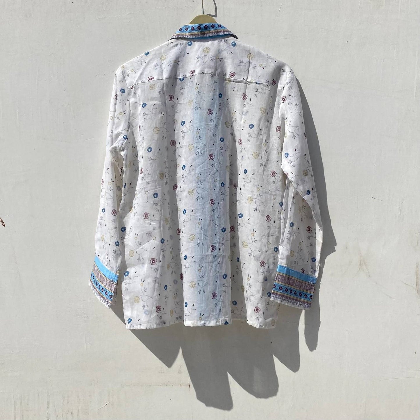 White Blue Floral Shirt and Bra Combo - KJ10046