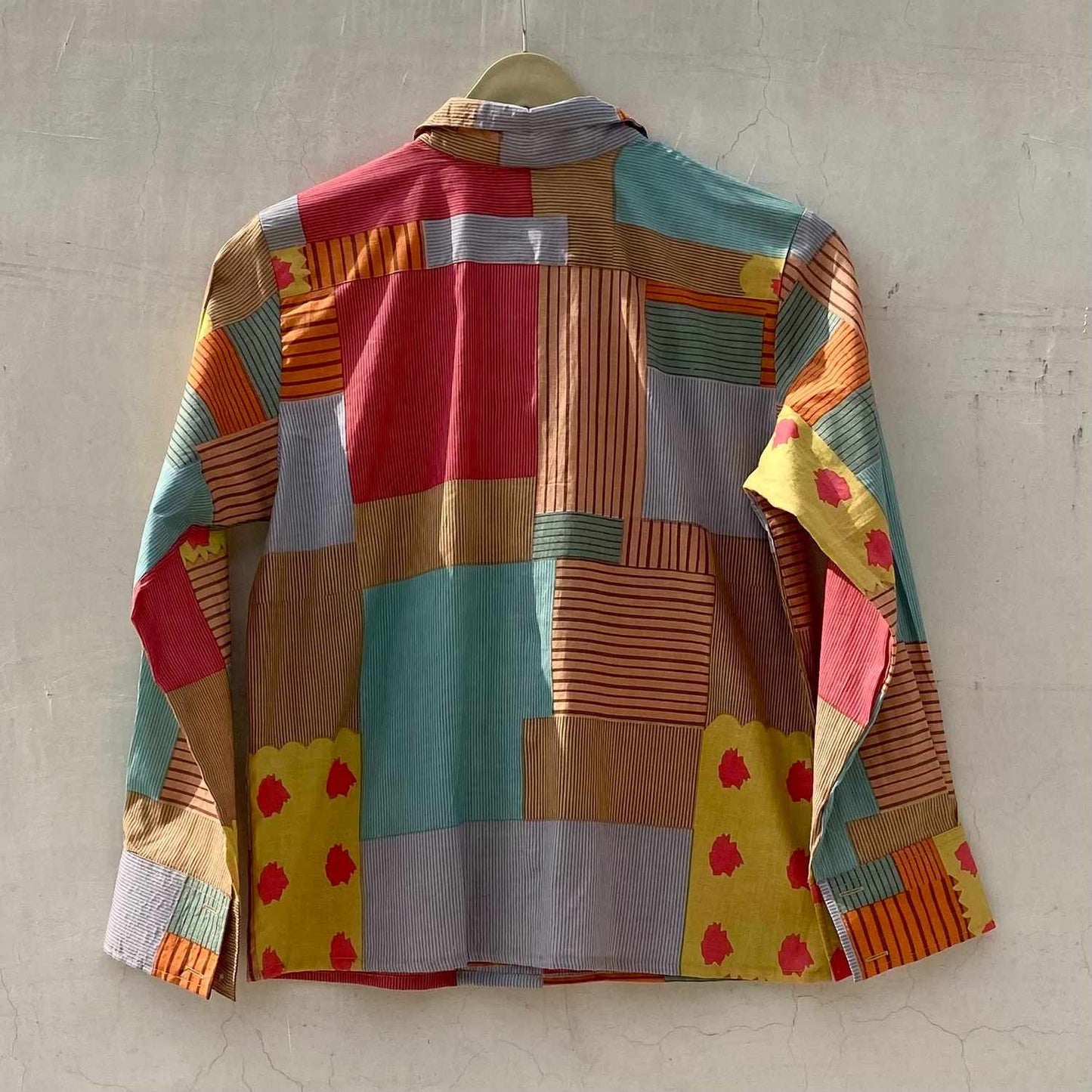 Multicolor Stripe Boxes Women Shirt - KJ10189