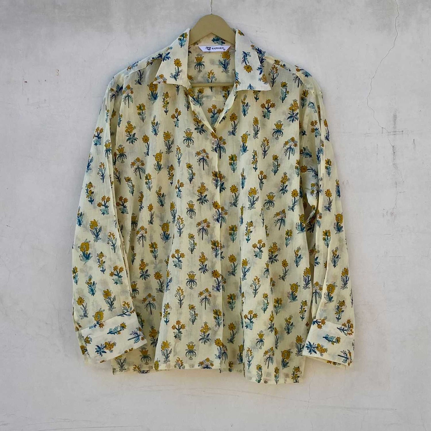 White Yellow Floral Mul Women Shirt - KJ10235