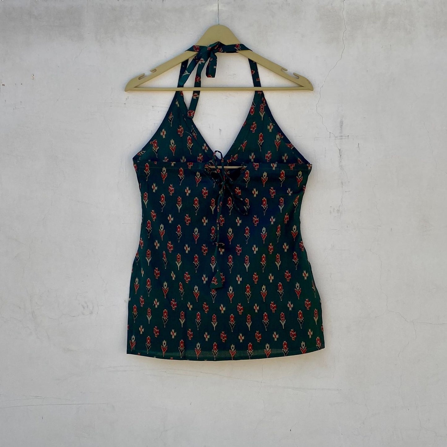 Bottle Green Butti Halter Neck Kurti Top - KJ10286