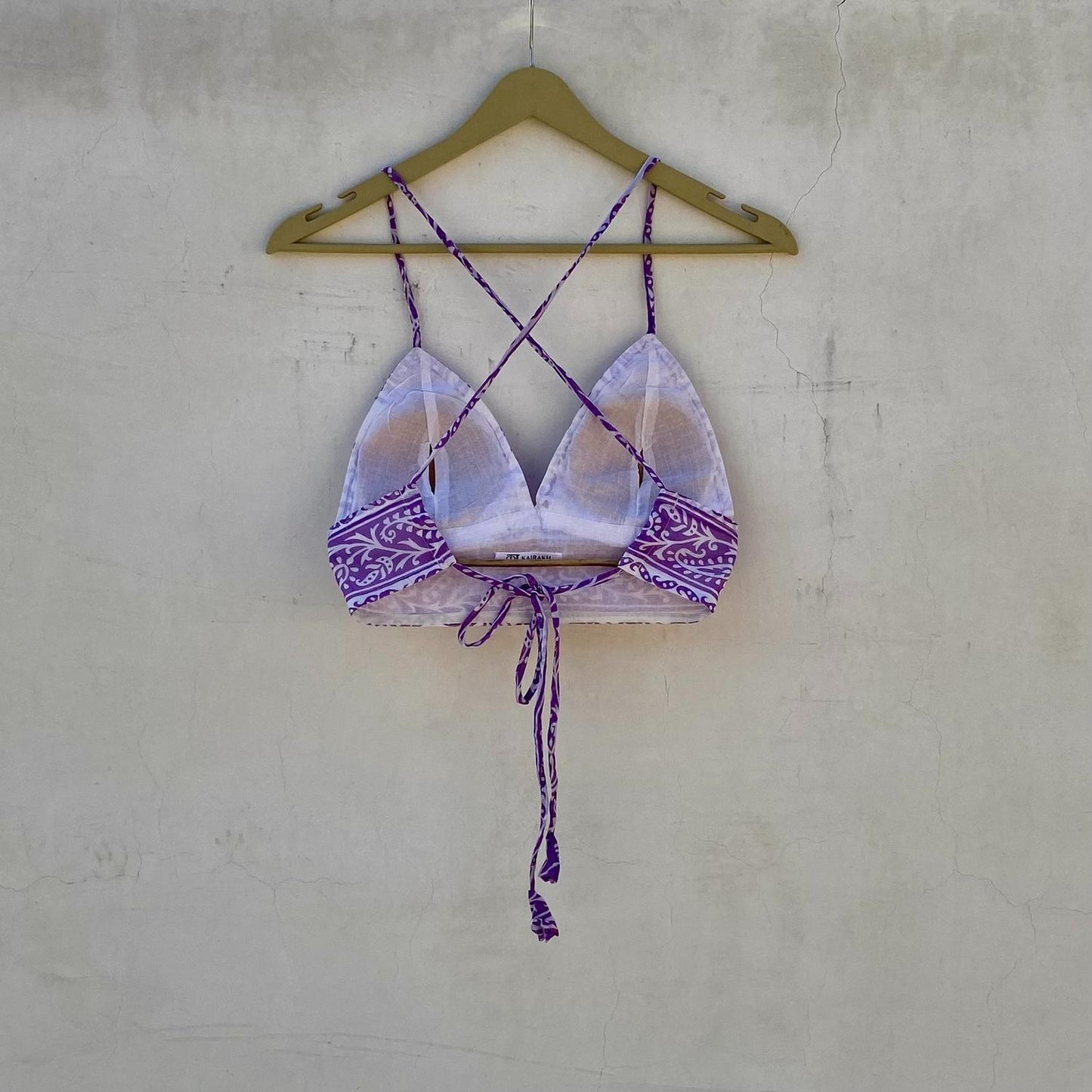 White Lavender Floral Removable Pads Bra - KJ10261