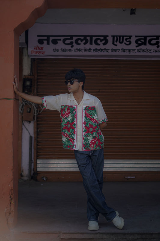 Floral Patch Handloom Shirt – Aesthetic. Trendy. Premium.- AA0955
