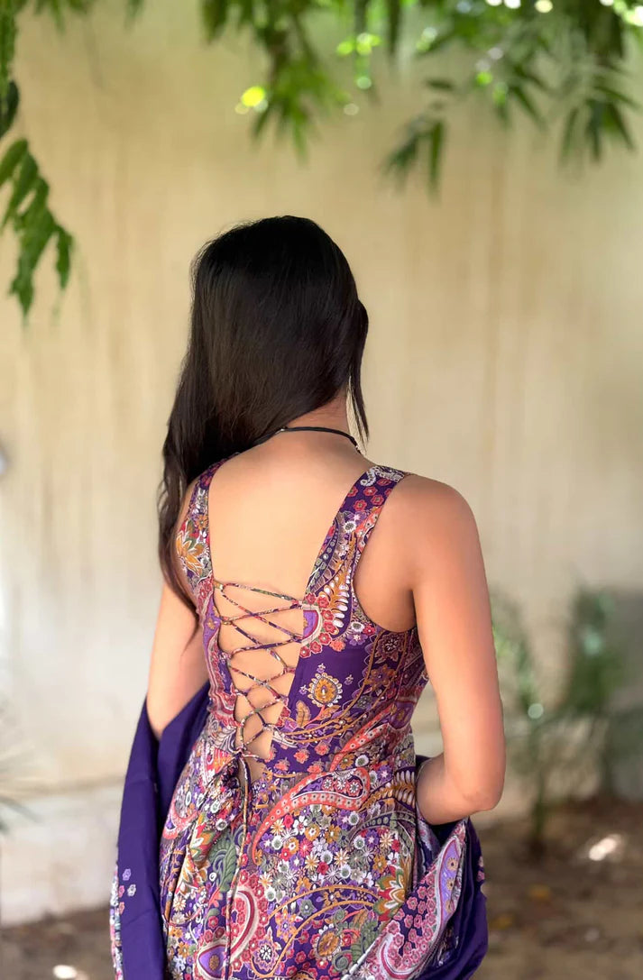 Purple Elara modal silk suit- 3239 - Gheraa10214