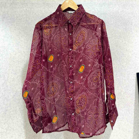 Burgundy Bandhej Chiffon Shirt - 400 - AA0591