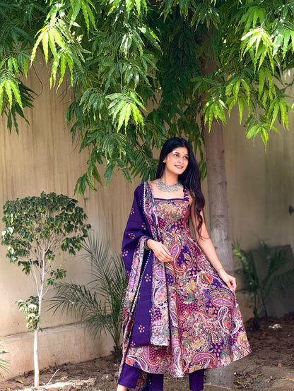 Purple Elara modal silk suit- 3239 - Gheraa10214