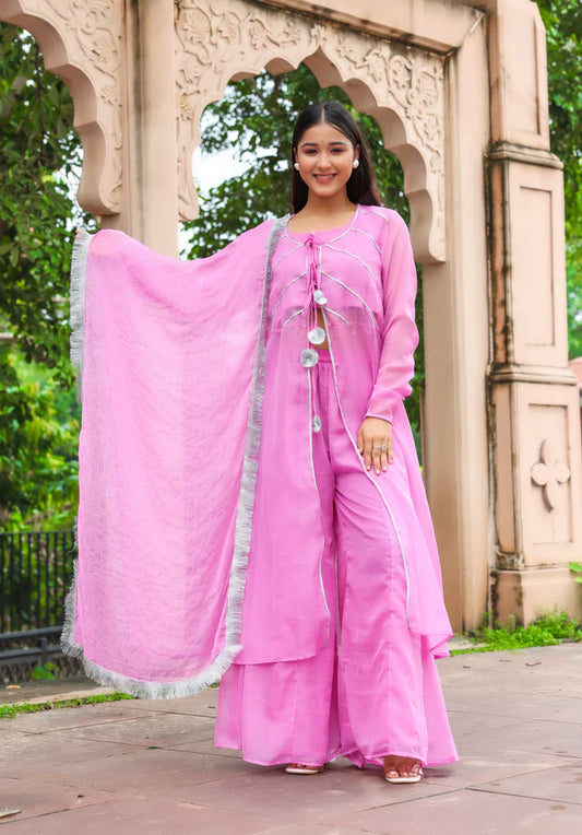 Lavender Aura – Chiffon Co-Ord Set - 3099 - Gheraa10139