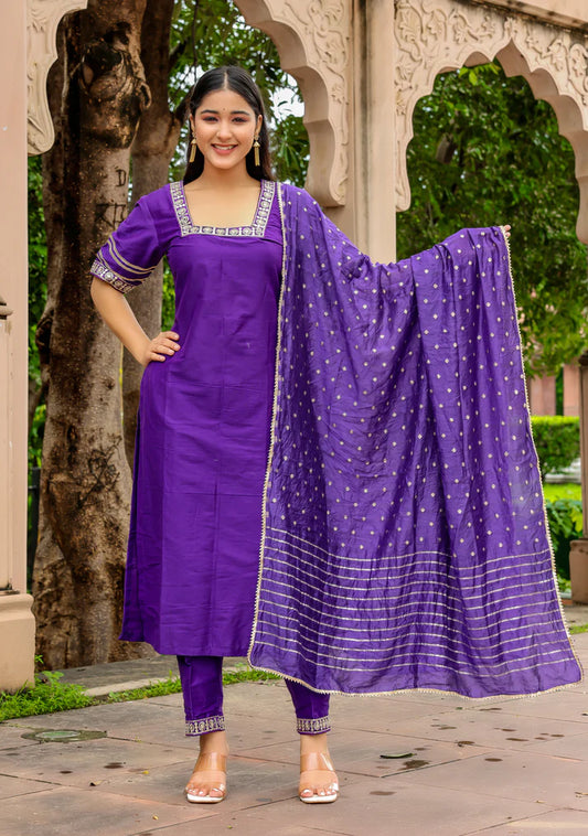 Purple Majesty – Cotton Silk 3 Piece Set - 2600 - Gheraa10140