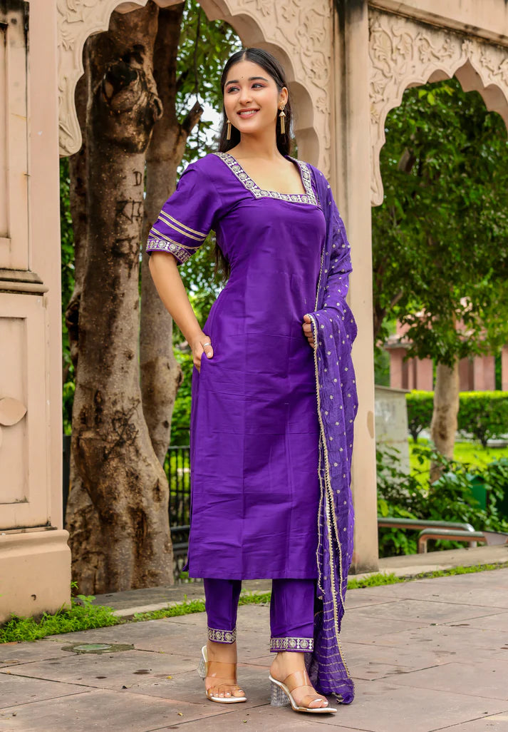 Purple Majesty – Cotton Silk 3 Piece Set - 2600 - Gheraa10140