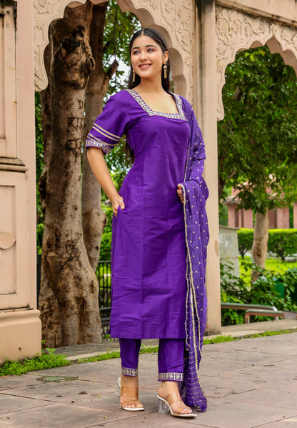 Purple Majesty – Cotton Silk 3 Piece Set - 2600 - Gheraa10140