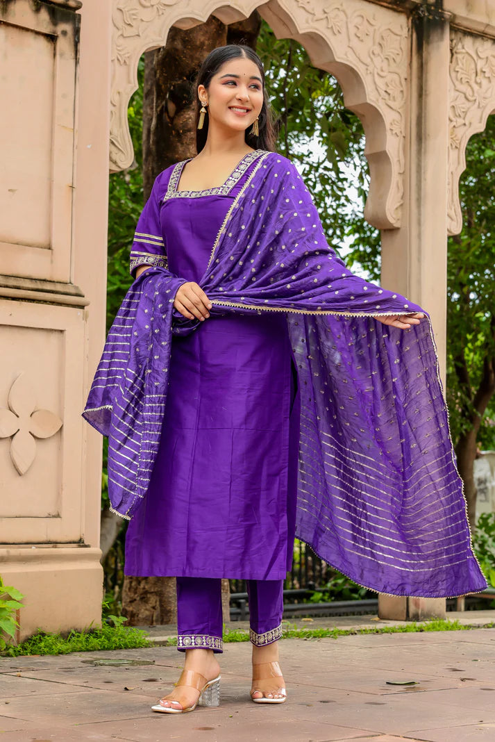 Purple Majesty – Cotton Silk 3 Piece Set - 2600 - Gheraa10140