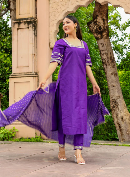 Purple Majesty – Cotton Silk 3 Piece Set - 2600 - Gheraa10140