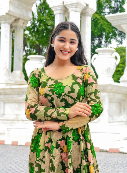 Evergreen Elegance Modal Silk Dress - 1700- Gheraa10206