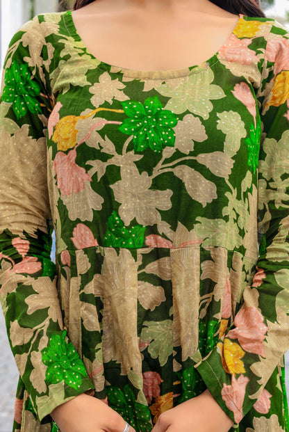 Evergreen Elegance Modal Silk Dress - 1700- Gheraa10206