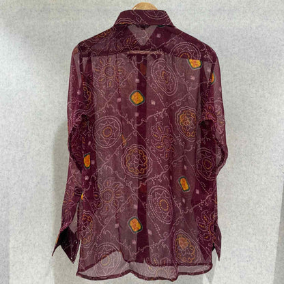 Burgundy Bandhej Chiffon Shirt - 400 - AA0591