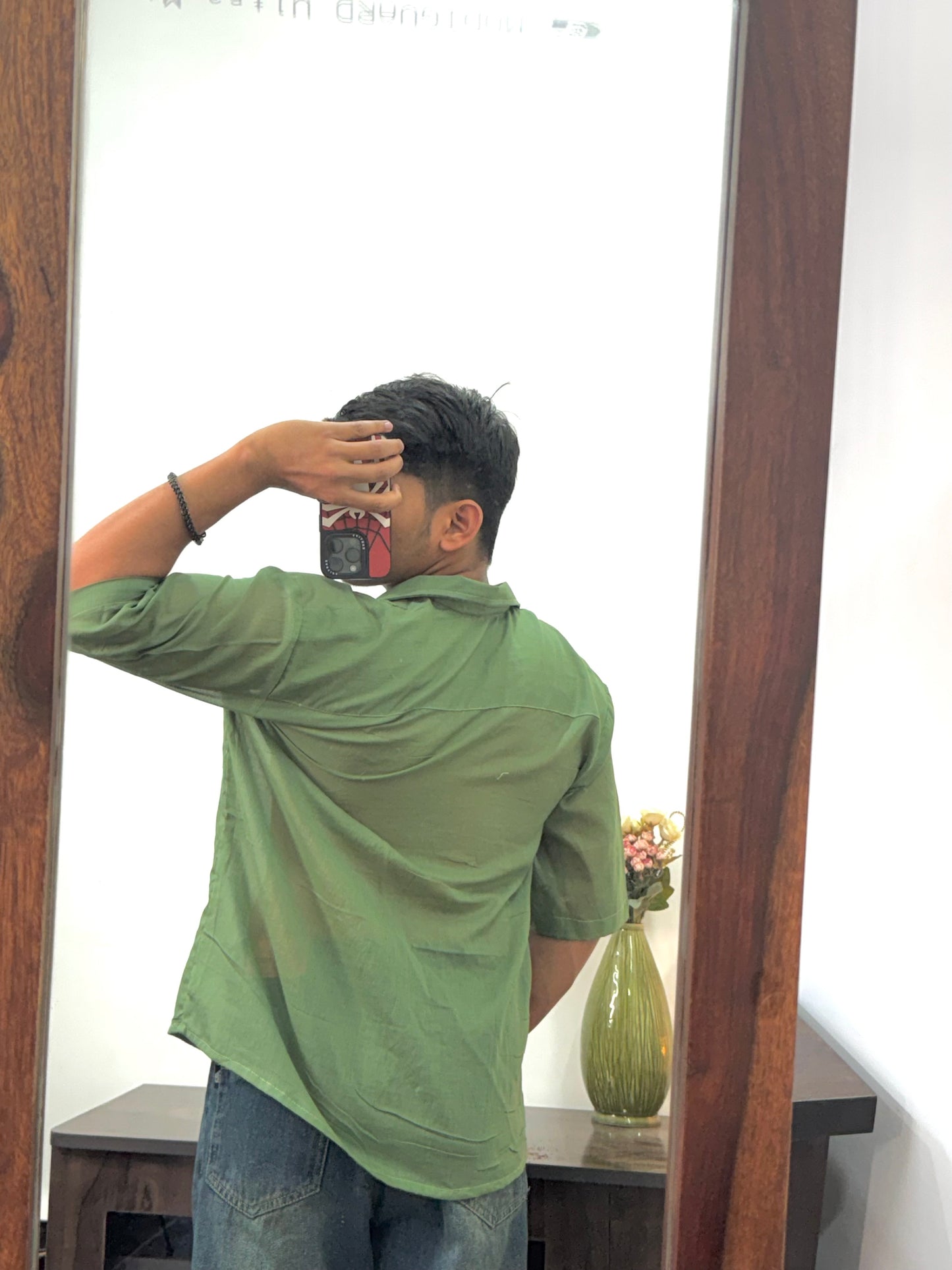 Green Mull Oversized Shirt – Pure Cotton | Light, Breathable, Easy Care - AA10125