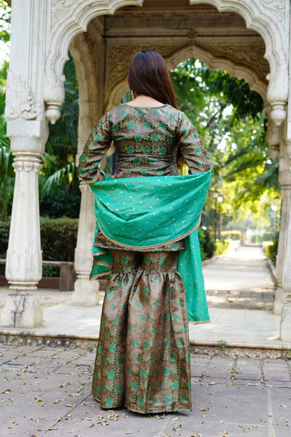 Zaitoon Garara Set Banarsi - 3869- Gheraa10211