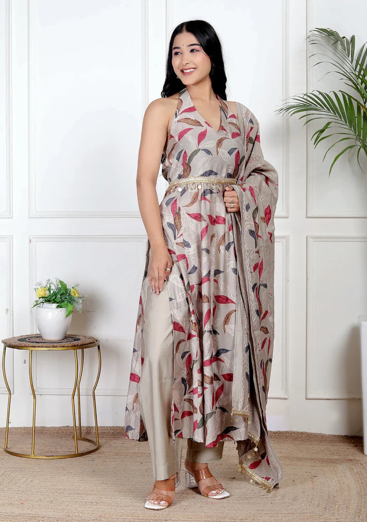 Grey charm modal silk set - 3239 - Gheraa10215