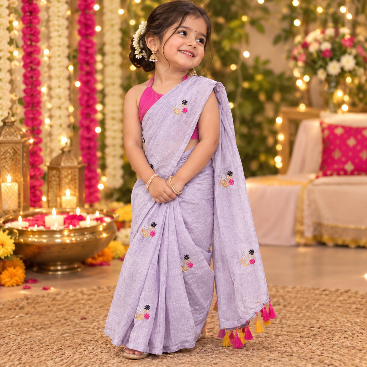 Little Bloom – Mul Cotton Kids Saree - PC003