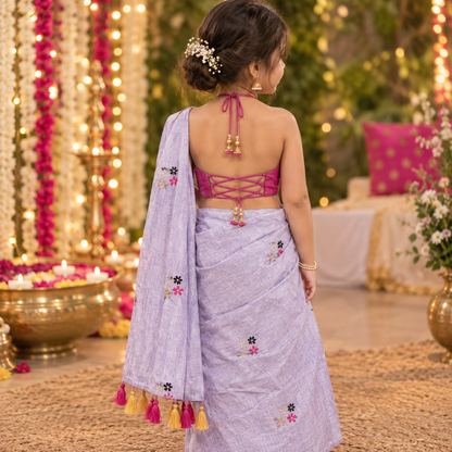 Little Bloom – Mul Cotton Kids Saree - PC003