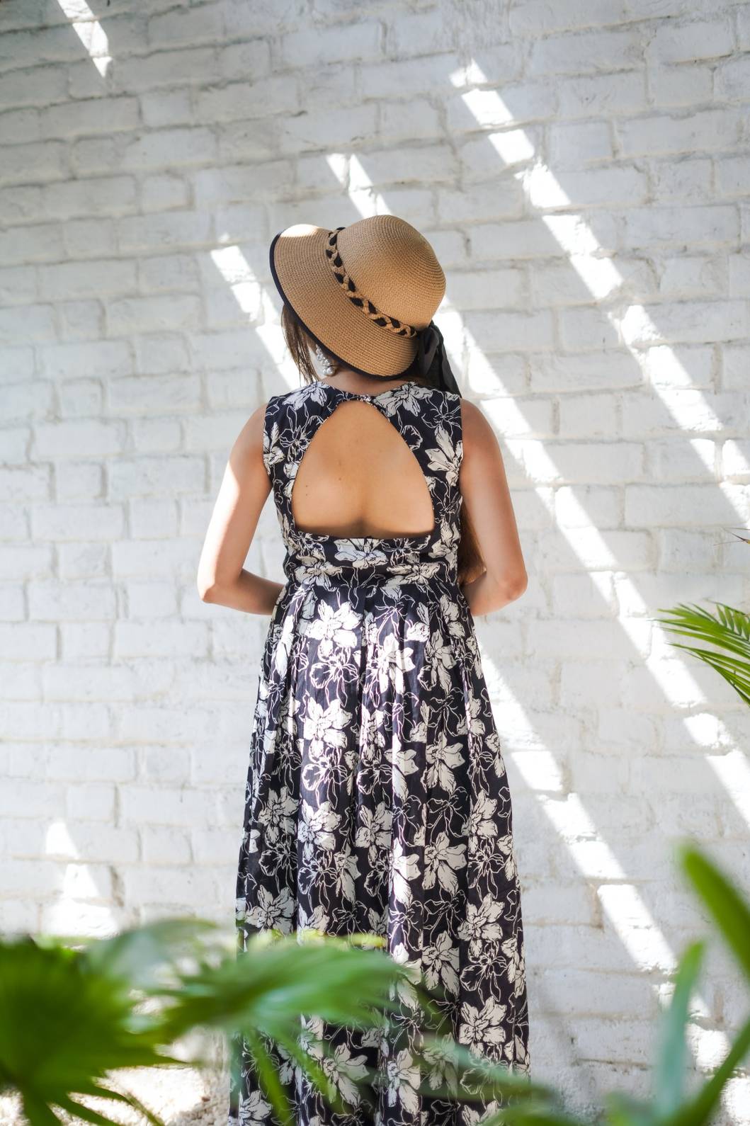 Black & White Floral Maxi Dress - 1400 - Gheraa10058