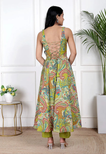 Lime Elara Modal Silk Set - 3239 - Gheraa10213
